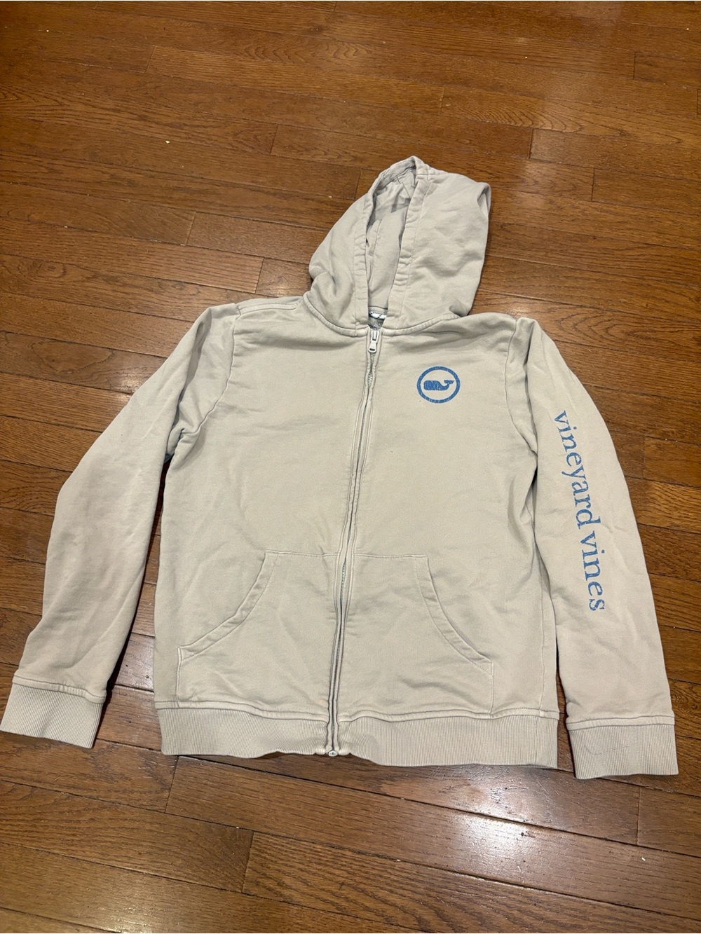 Vineyard Vines tan Zip Hoodie with blue Logo
